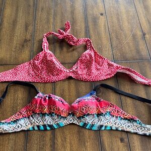 Red and Multicolor Bikini Tops by Freya 32D